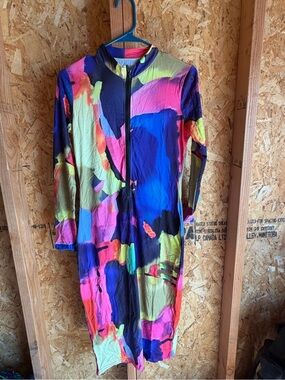 Vibrant Abstract Print Long Sleeve Dress